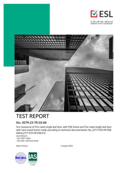 Door 90Min EN Single Leaf PSB Frame 3 Layer Test Report